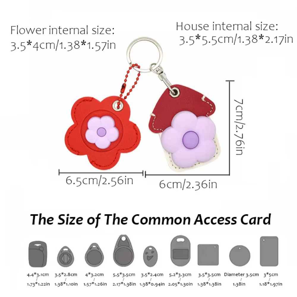 Étui de protection drôle porte-clés fleur mignon doux maison porte-clés carte porte-clés pendentif fleur clé couverture capuchon Couple