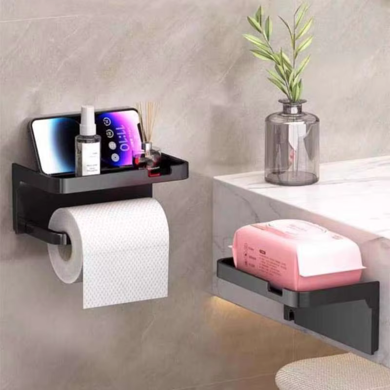 Porte-papier toilette mural multifonctionnel, organisateur WC, support pour serviettes de cuisine, support mural pour rouleau de papier, support de rangement pour téléphone
