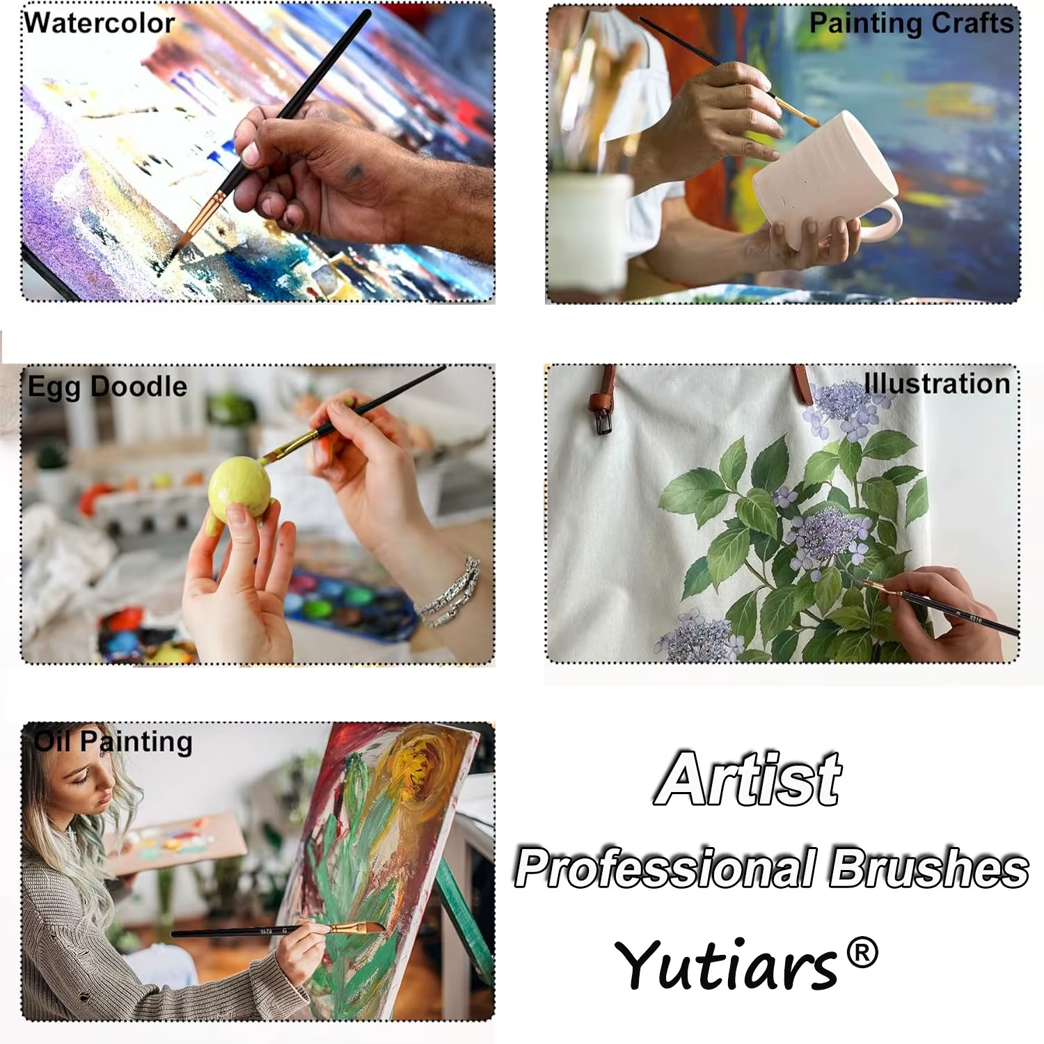 Ensemble de pinceaux de peinture professionnels à détails fins (12 pièces) – Pour l'huile