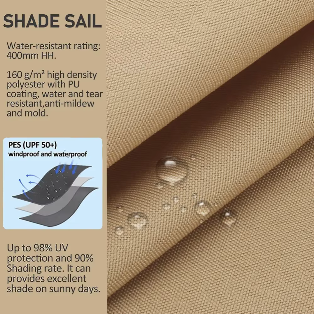 Voile d'ombrage triangulaire pour l'extérieur, protection contre les UV, ombrage de nuit, imperméable, pour jardin, arrière-cour, gril, auvent