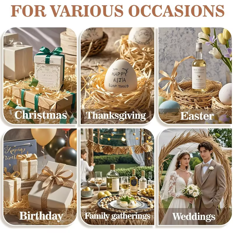 Ruban en raphia naturel de 150g, paille de raphia pour la décoration de bouquets de fleuristes, artisanat, ruban pour emballage de cadeaux de Noël et d'anniversaire