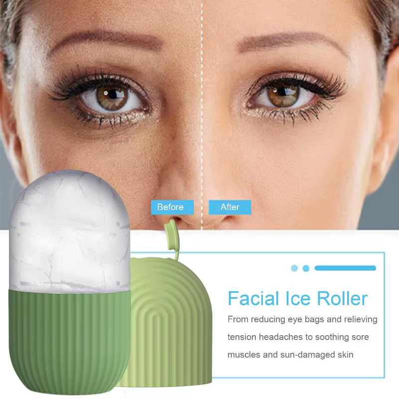 Rouleau de glace pour le visage, moule à glace en silicone pour massage beauté, pour les poches sous les yeux, rouleau facial rétrécissant les pores, moule multifonctionnel ▪