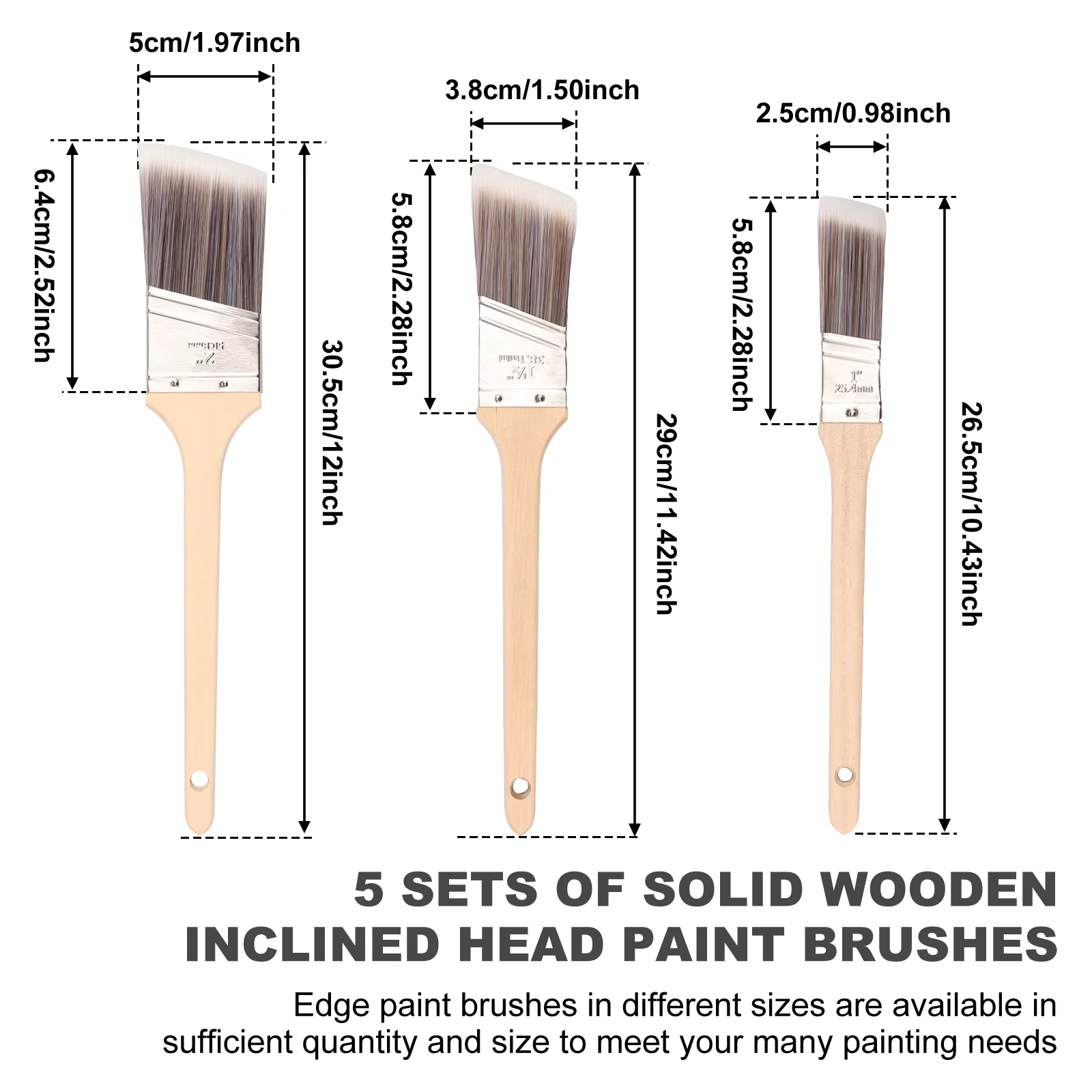 Ensemble de pinceaux à peinture pour ceinture coudée en bois Verstaile