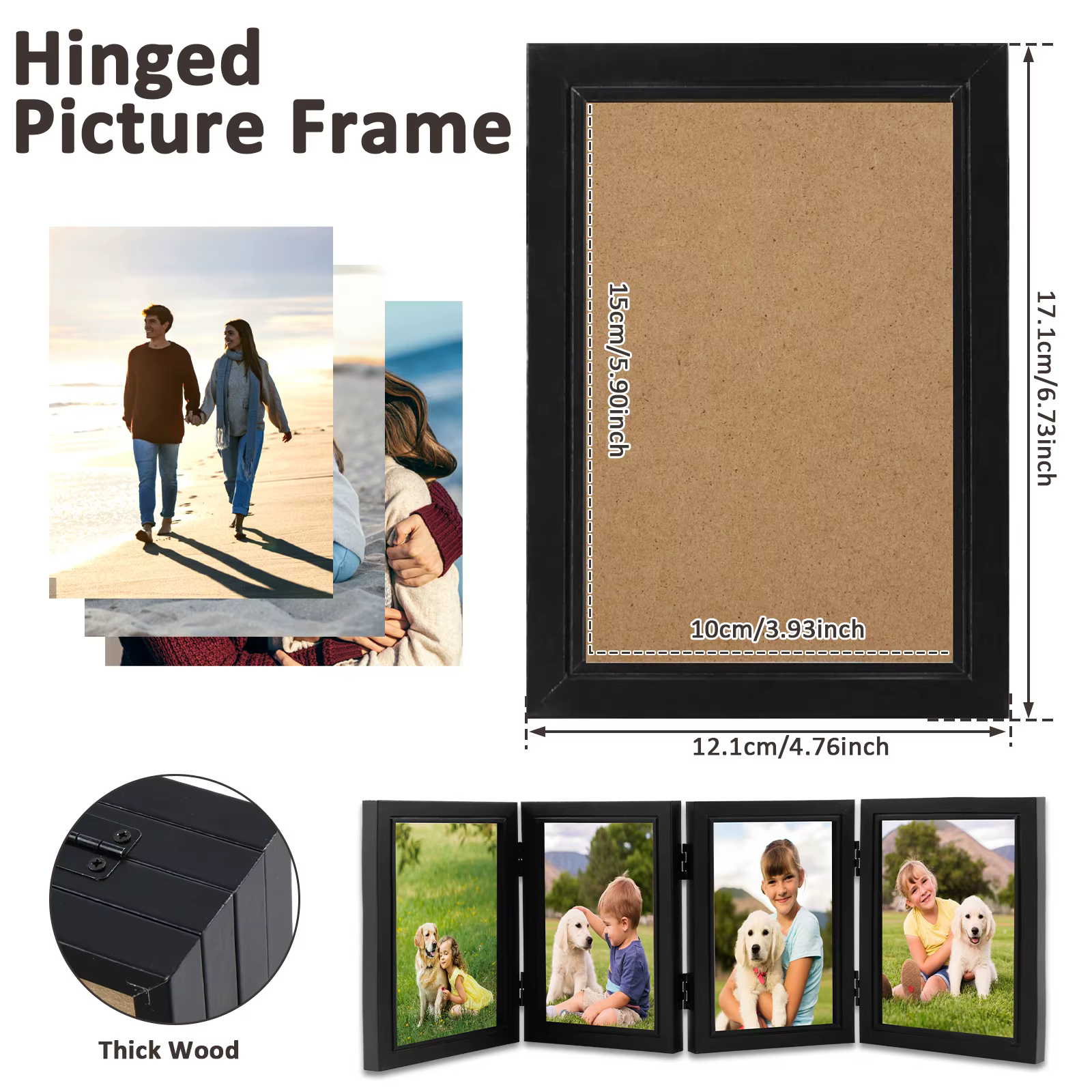 Cadre Photo en bois pliable à charnière