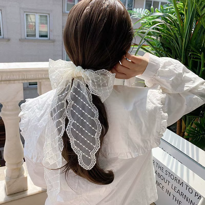 Ruban de cheveux en dentelle élégant, bandeau d'été, cravate de cheveux douce, cravate de princesse en dentelle délicate