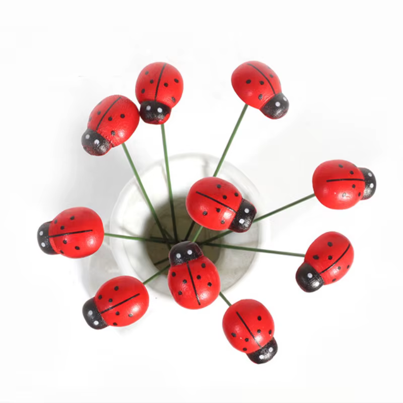 Piquets de jardin décoratifs coccinelle en bois