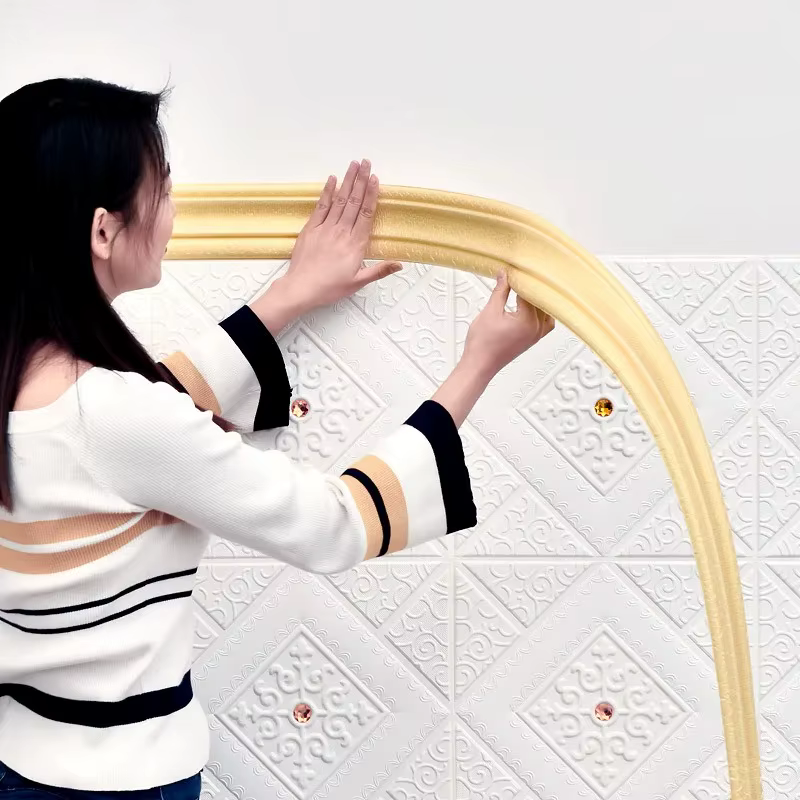 Papier peint texturé 3D de 2,3 m, décoration de plinthe, autocollant mural imperméable pour salon et chambre à coucher