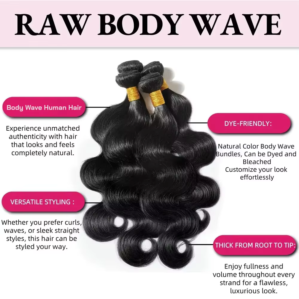 Paquets de vague de corps cheveux humains 1/3/4 paquets de cheveux humains couleur noire naturelle paquets d'armure vierge brésilienne Extensions de cheveux
