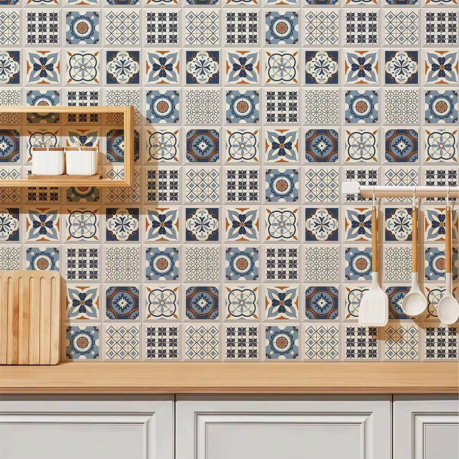 Papier peint auto-adhésif imperméable à l'huile pour carrelage de cuisine