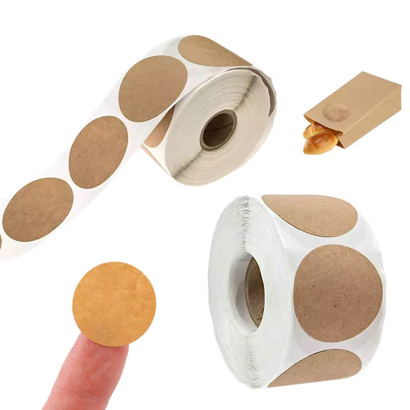 500 pièces/rouleau de cartes rondes en kraft autocollantes pour le classement et l'identification personnalisée