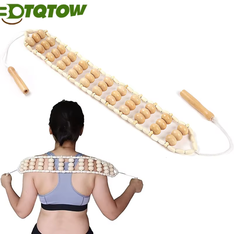 Corde à rouleau de Massage en bois, 1 pièce, pour le Drainage lymphatique et la sculpture du corps, outil de Massage du dos portatif pour soulager les douleurs musculaires
