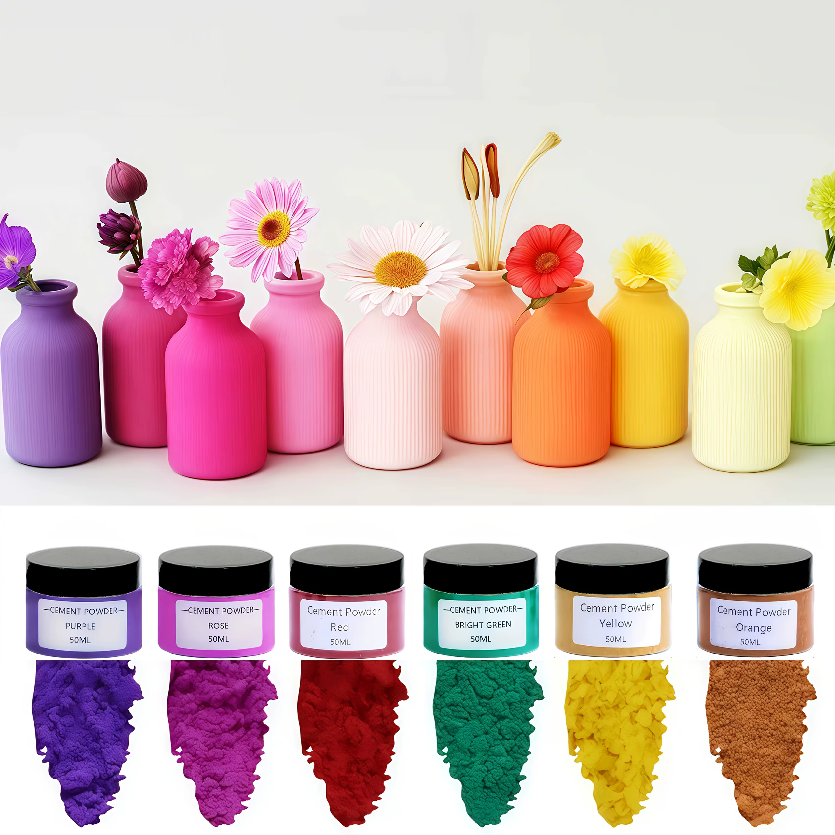 Ensemble de pigments en poudre pour ciment et gypse