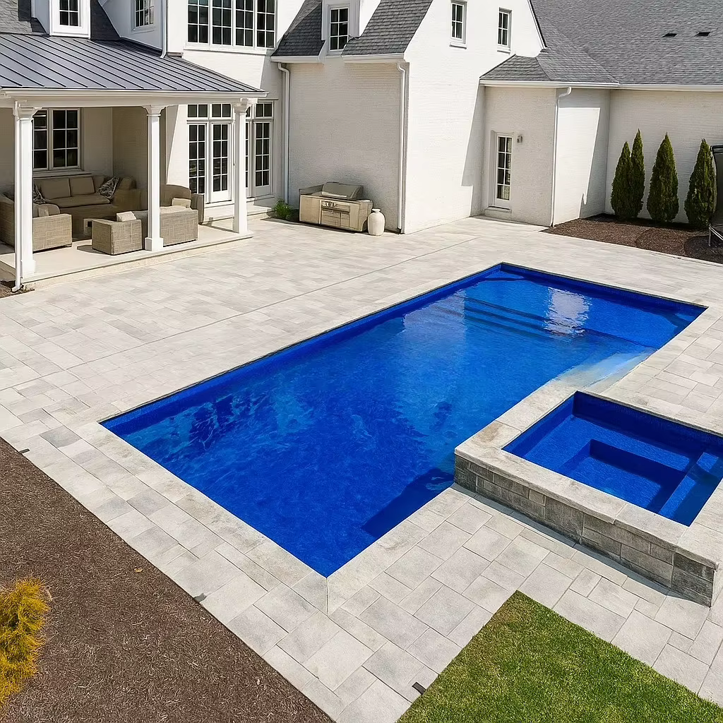 Piscine intégrée à démontage rapide pour maison, villa, B&B, extérieur, personnalisable, enterrée.