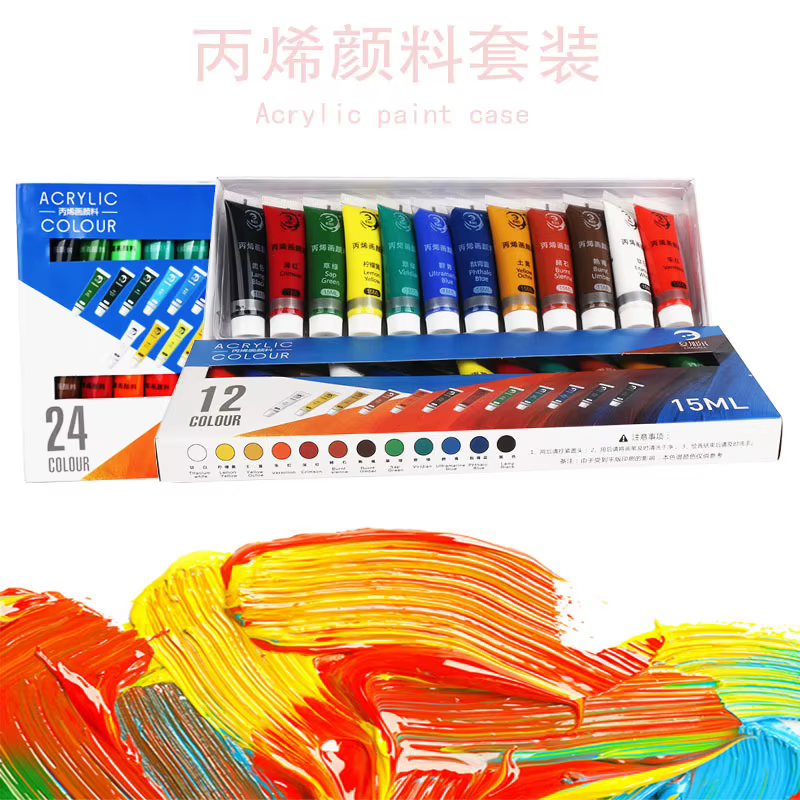 12 couleurs/24 couleurs/15 ml peinture acrylique xiajiaer débutant ensemble bricolage pierre imperméable à la main