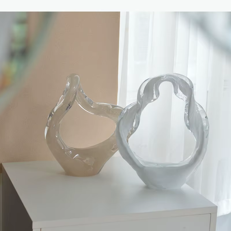 Ornements en verre avec rubans flottants, artisanat moderne, décoration de bureau, sculpture abstraite en ruban torsadé, décoration d'ambiance pour la pièce