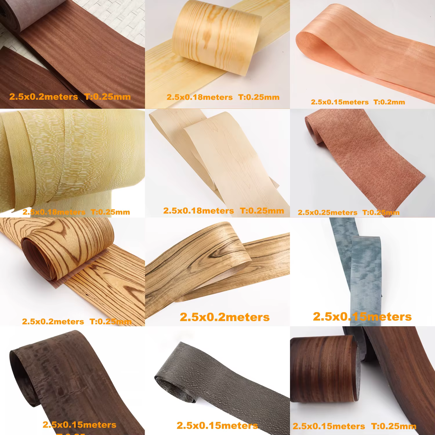 Rouleau de placage de bois fin naturel