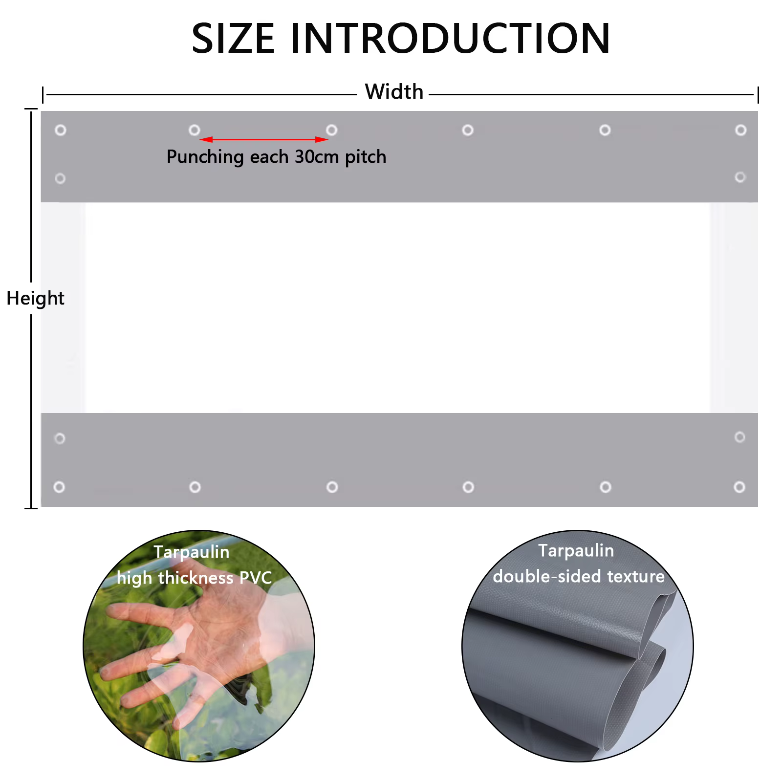 Bâche en PVC transparente imperméable avec œillets