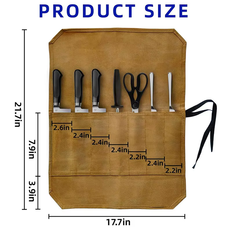 Étui à couteaux en toile cirée avec 7 emplacements