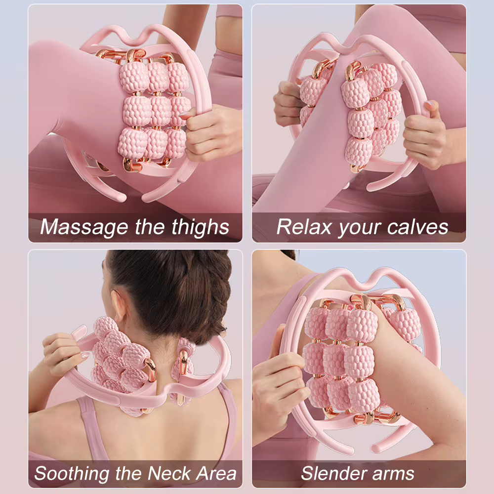 1 rouleau de massage relaxant à 18 roues, rouleau anti-cellulite, relaxant musculaire, pour massage des jambes et du coude de tennis