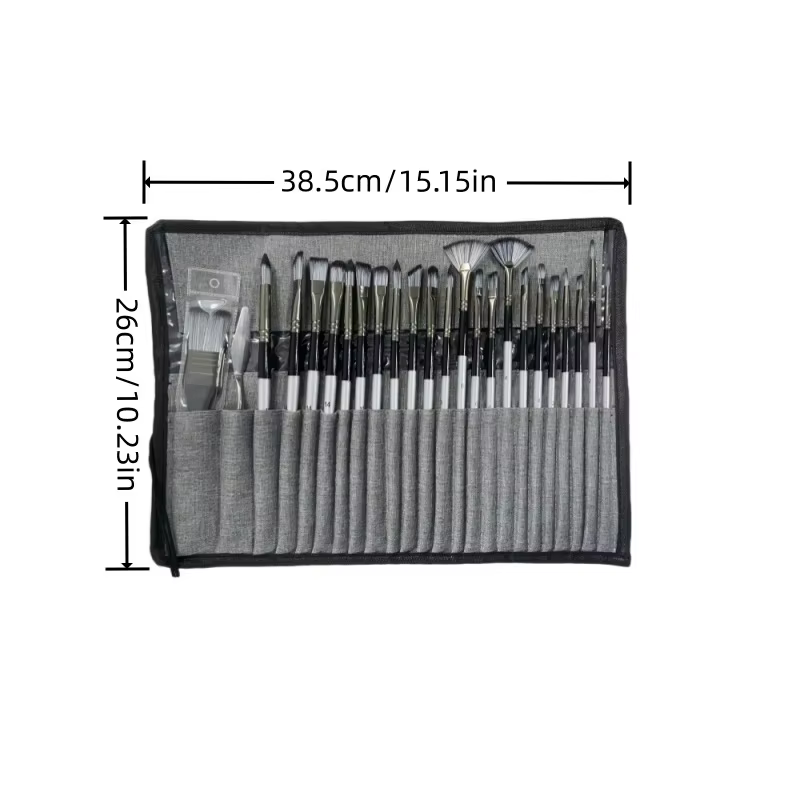 Ensemble de 24 pinceaux avec couteau à palette