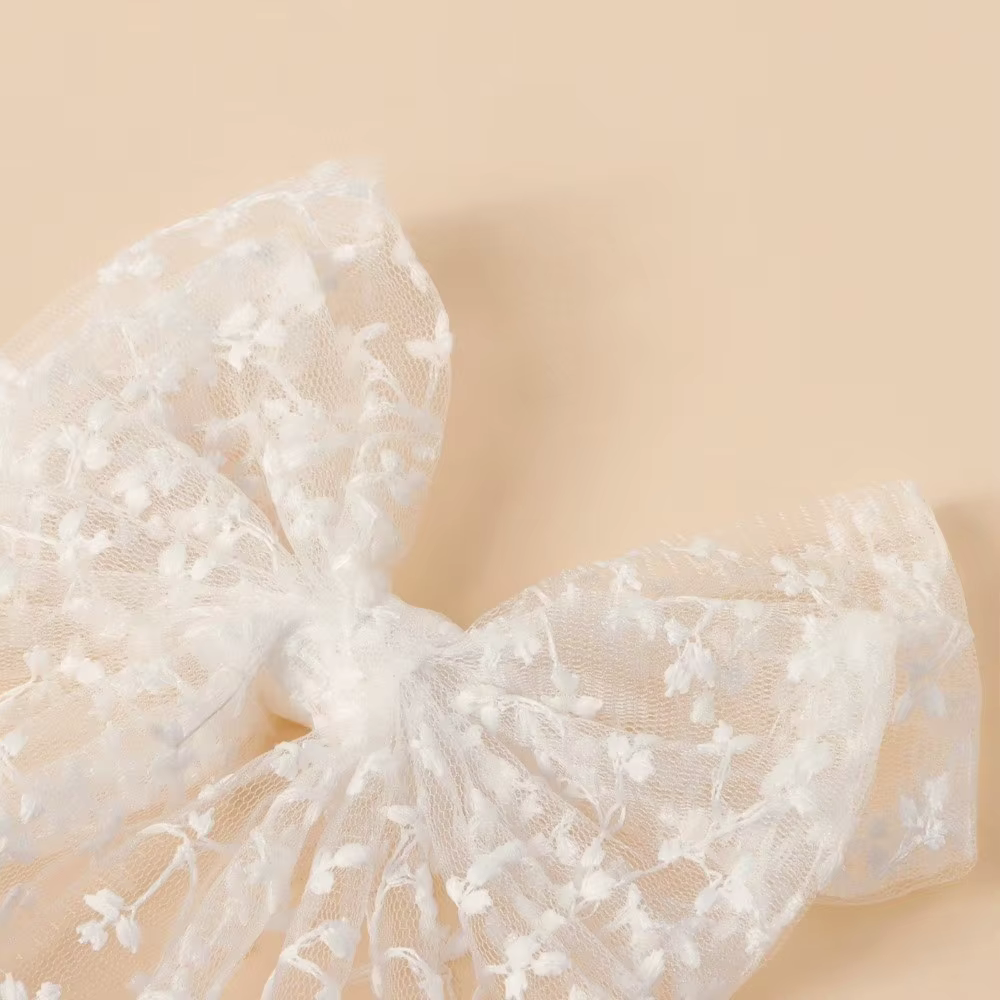 Épingle à cheveux élégante style princesse avec nœud en dentelle, broderie florale et ruban, pince à cheveux style princesse, accessoires pour cheveux vintage en maille pour mariage
