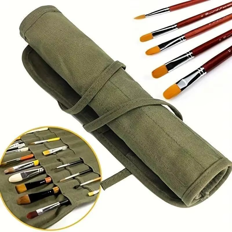 Sac de rangement pour pinceaux d'artiste, étui à rouler pour crayons, aquarelles, toiles, peintures à l'huile, organiseur de pinceaux de maquillage