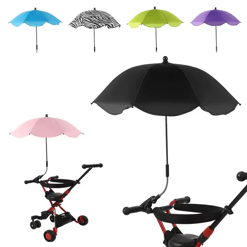 Parapluie de poussette anti-UV avec pince universelle, protection solaire et imperméable, accessoires pour poussette de bébé