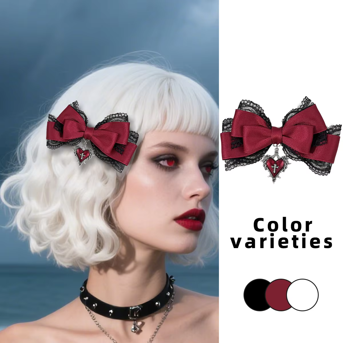 Pince à cheveux gothique Style Lolita, nœud en ruban noir, pinces à cheveux à la mode pour filles, coiffure de haute qualité