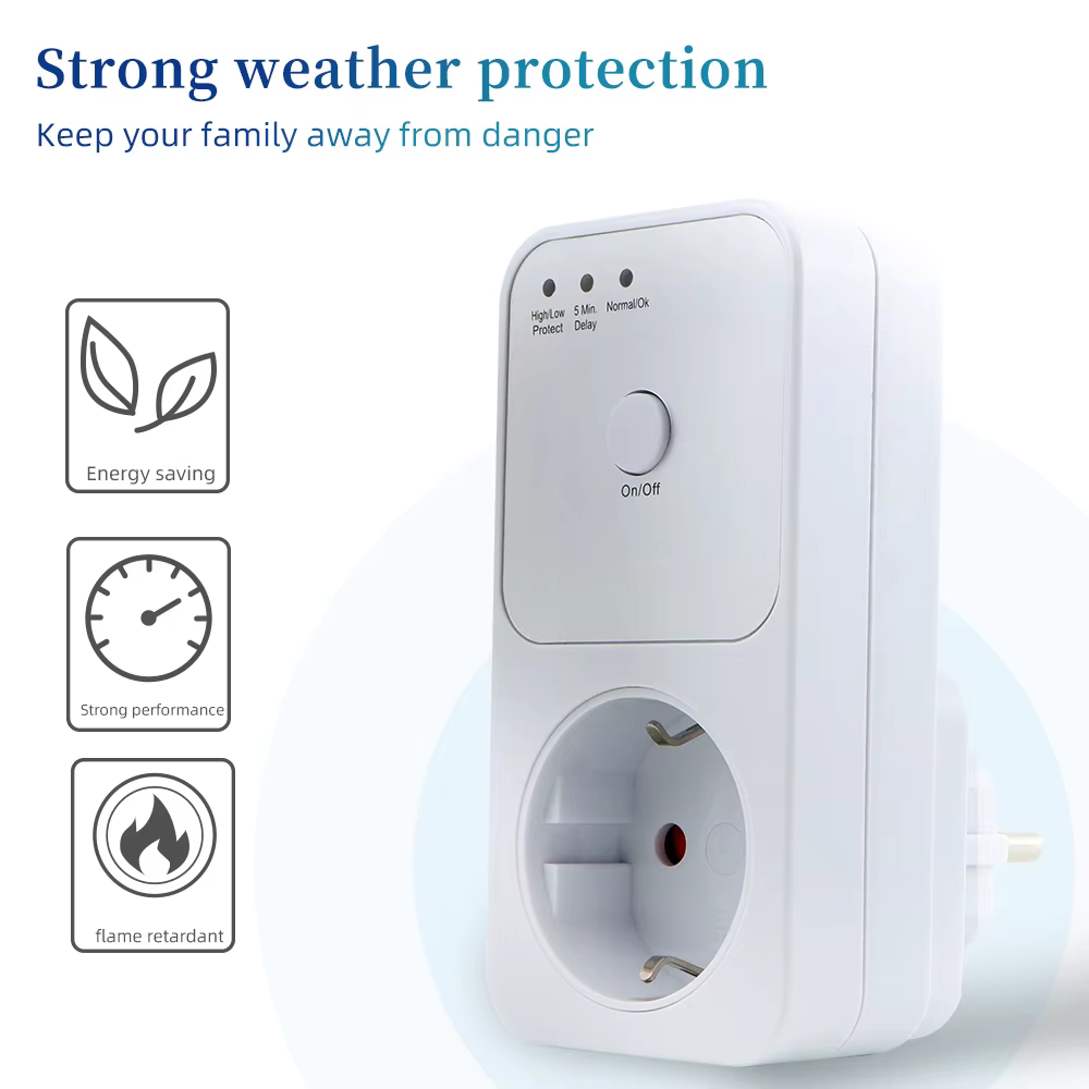 Protecteur de tension pour réfrigérateur, stabilisateur AC 220V, protection contre les surtensions automatique, prise de relais de tension, prise ue, Protection électrique