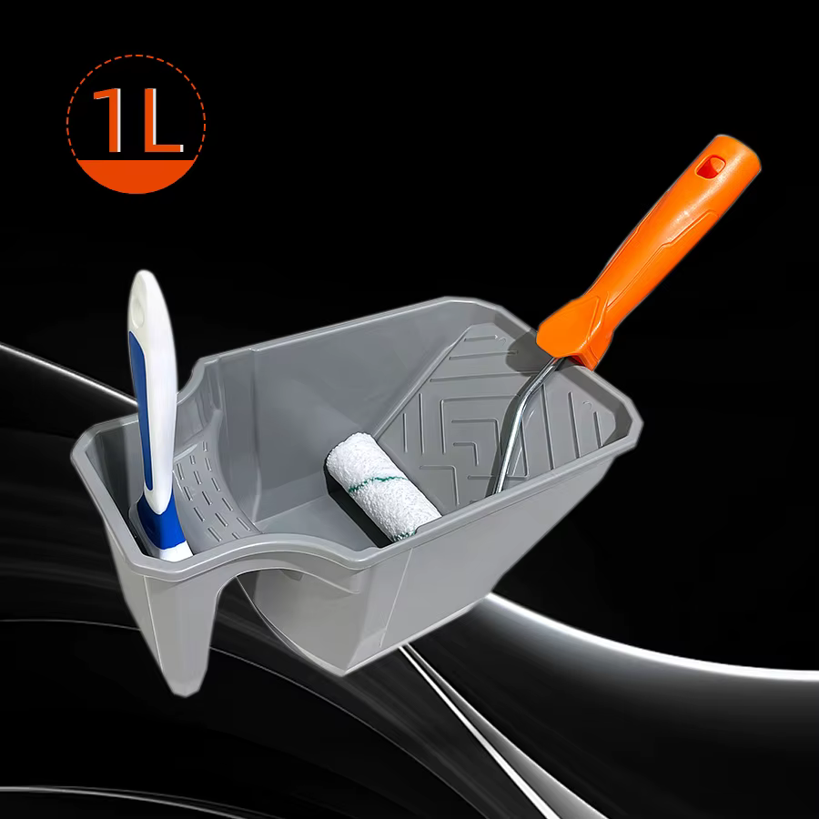 Tasse à peinture portative de 4 pouces avec cadre à rouleaux – Matériau PP durable
