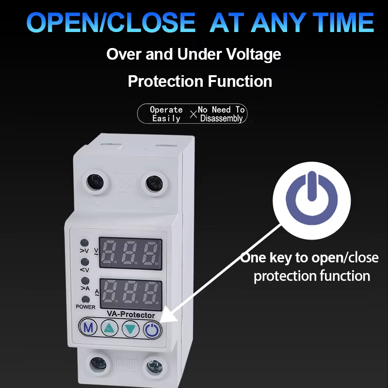 Protecteur de tension numérique 110V 220V 1P + N 63A 3P + N 100A, 2 pôles sur Rail Din réglable, affichage de Protection du courant de surtension