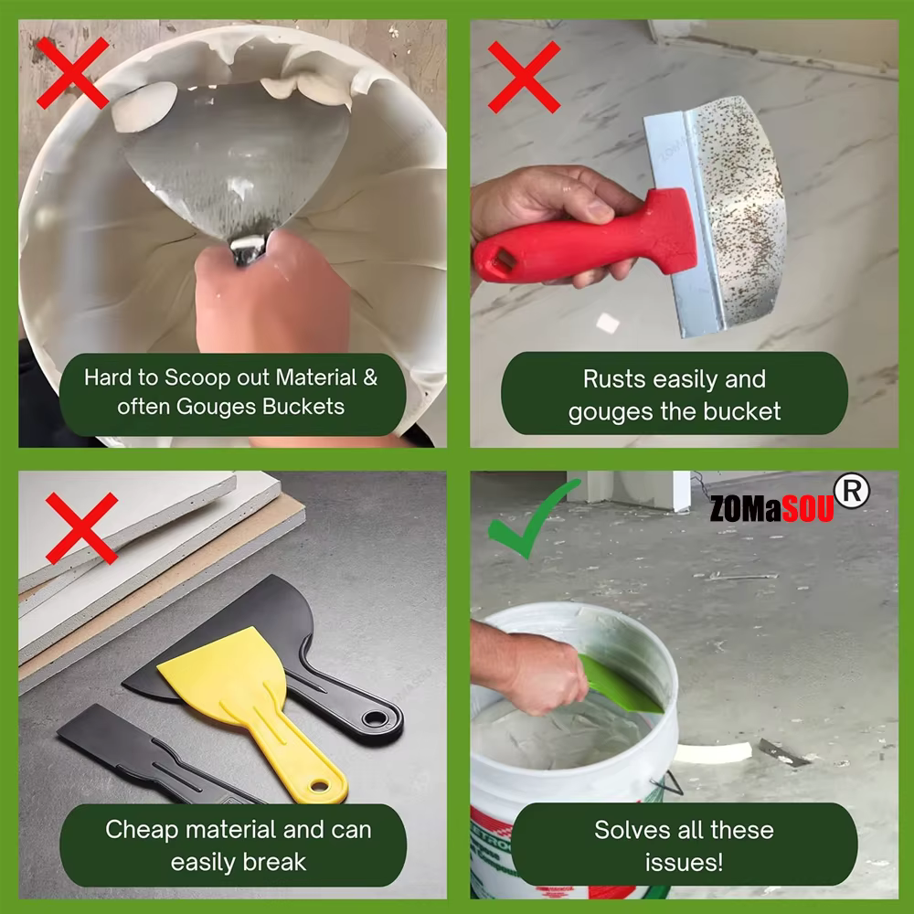 1/2 pièces seau incurvé pelle grattoir Spackle peinture mastic couteau cloisons sèches finition plâtre grattage décalcomanies Patch outils de Construction