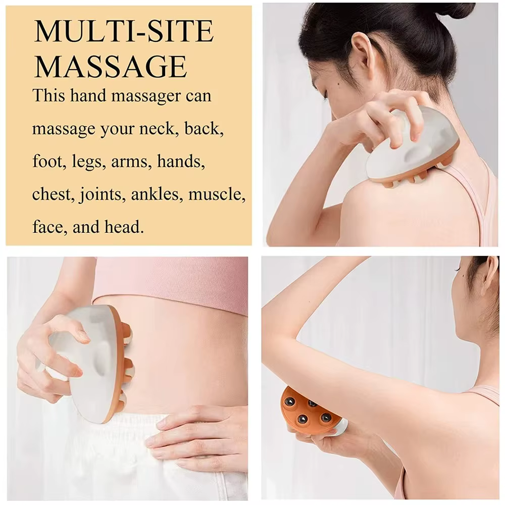 Masseur à rouleaux à main pour Massage de la Cellulite, boule de Massage des tissus profonds pour le dos, le cou, les pieds, les épaules, avec 7 rouleaux métalliques à 360 degrés