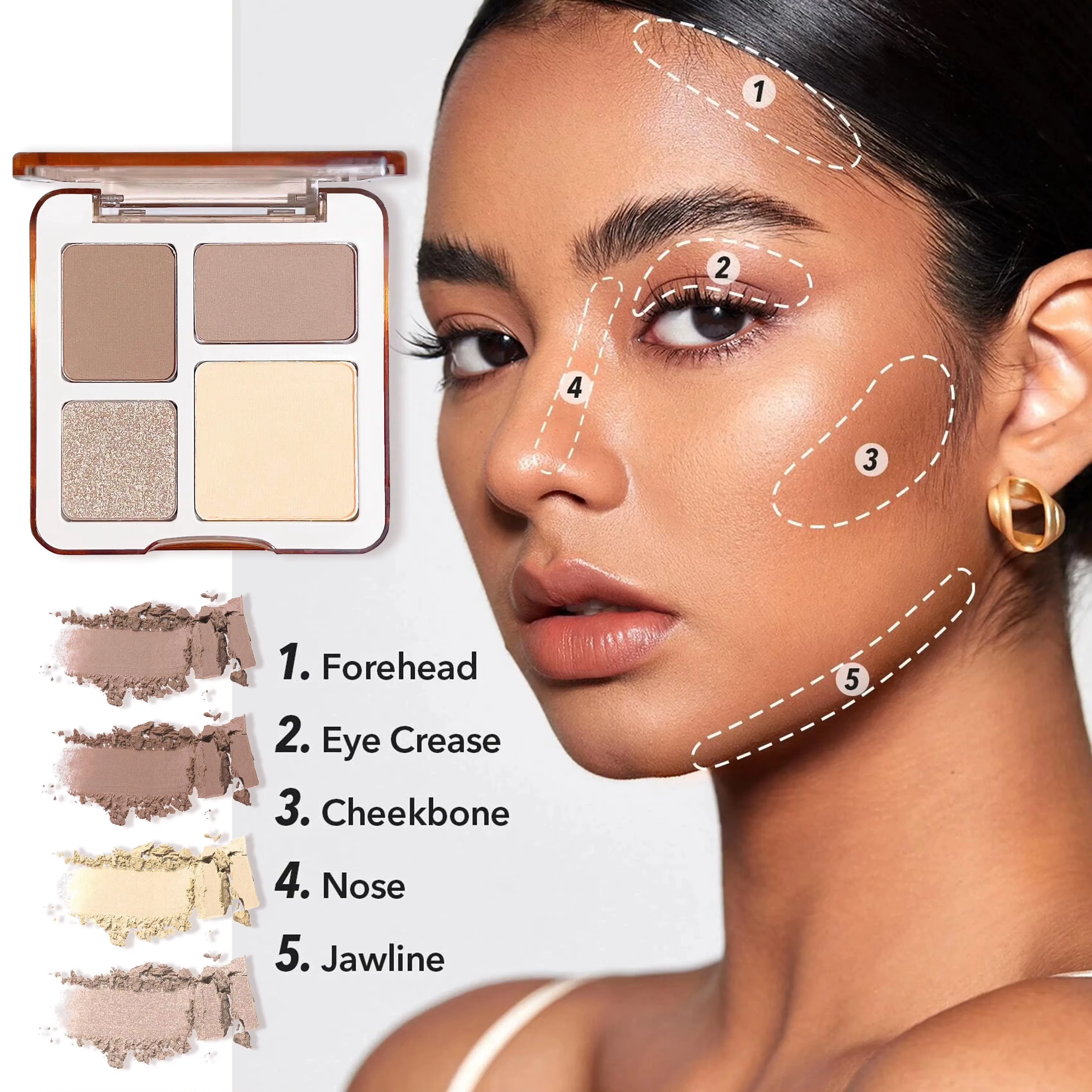La palette de contouring quatre couleurs est mate et longue tenue