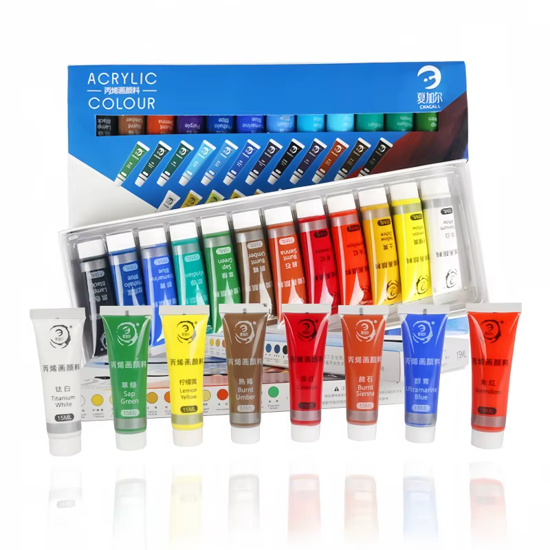 12 couleurs/24 couleurs/15 ml peinture acrylique xiajiaer débutant ensemble bricolage pierre imperméable à la main