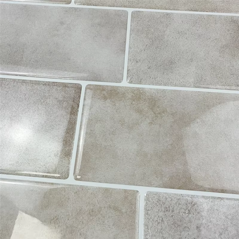 Carreaux muraux pour salle de bains imperméables 10 feuilles pierre Beige peler et coller dosseret Splash bâton sur
