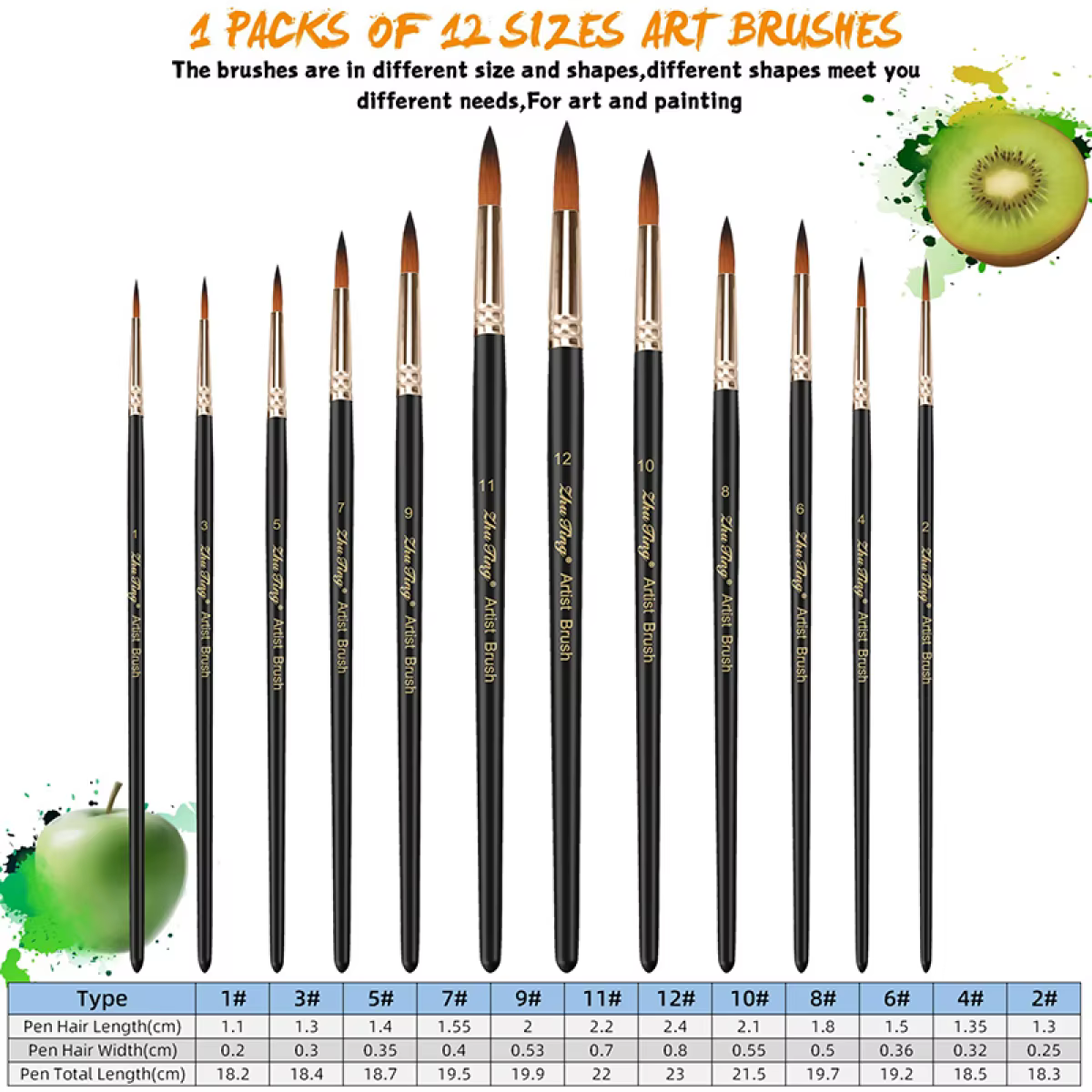 Ensemble de pinceaux professionnels pour peinture à l'huile
