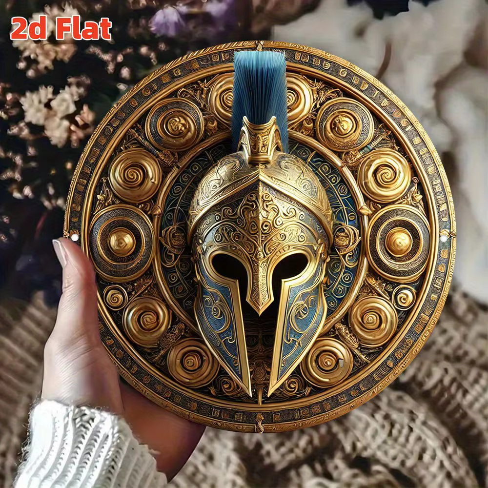[Golden War God Shield] Bouclier plat 2D Golden War God |   Puissance de la mythologie nordique |   Thème du guerrier Viking |   Emblème du bouclier en relief W
