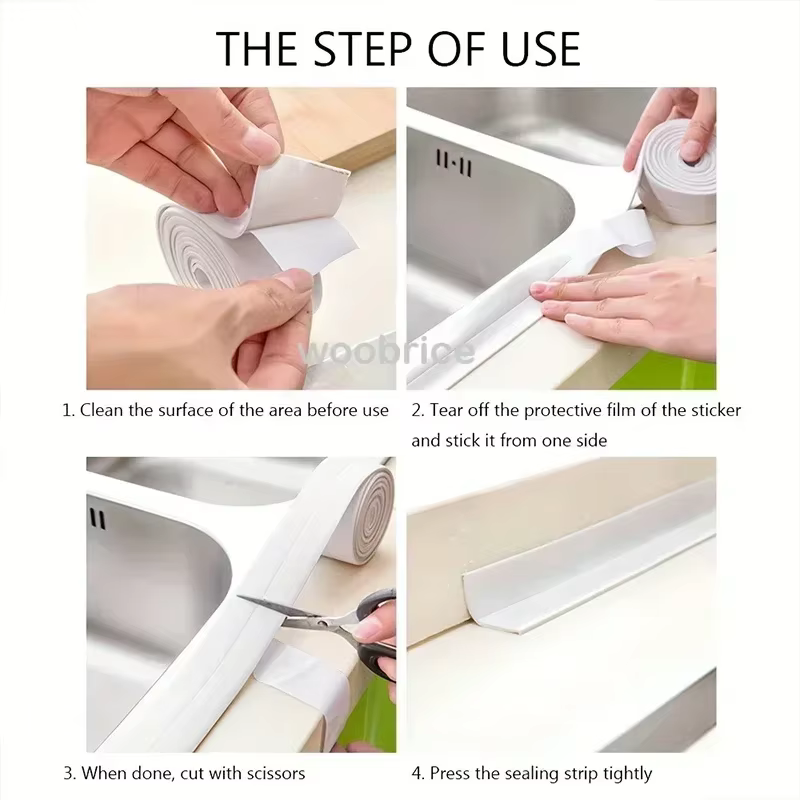 1 rouleau de ruban d'étanchéité en PVC pour salle de bains et cuisine