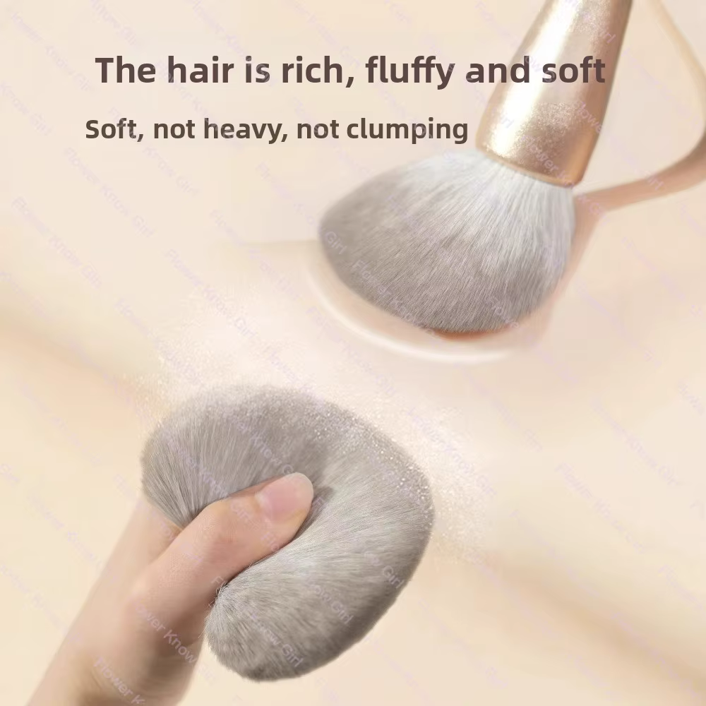Guo Xiaoniu – brosse à poudre libre dorée, super grande brosse de réglage de poudre de cheveux doux et moelleux, brosse de contour de poudre de fard à joues