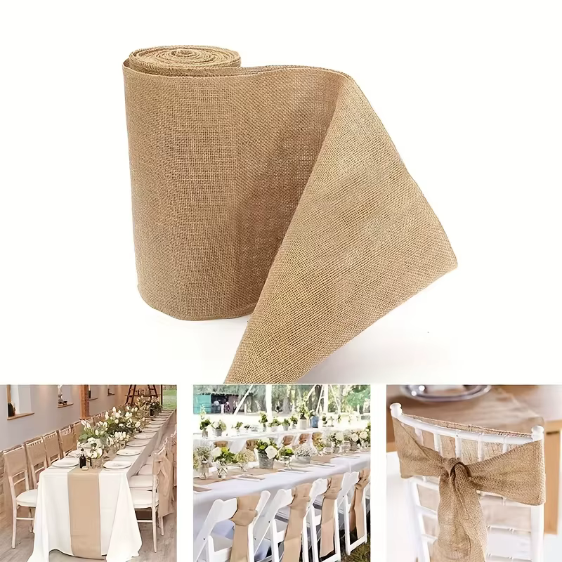 Rouleau de tissu en toile de jute de 15 cm × 2 m