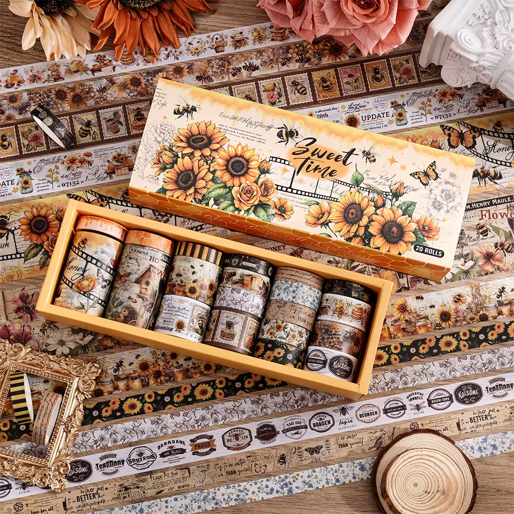 Ensemble de rubans Washi Vintage en forme de fleur d'abeille