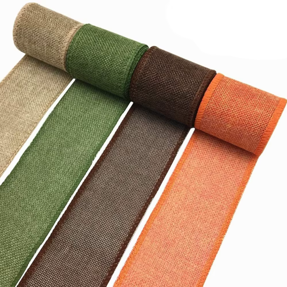 Rouleau de Ruban Coloré en Toile de Jute Naturelle