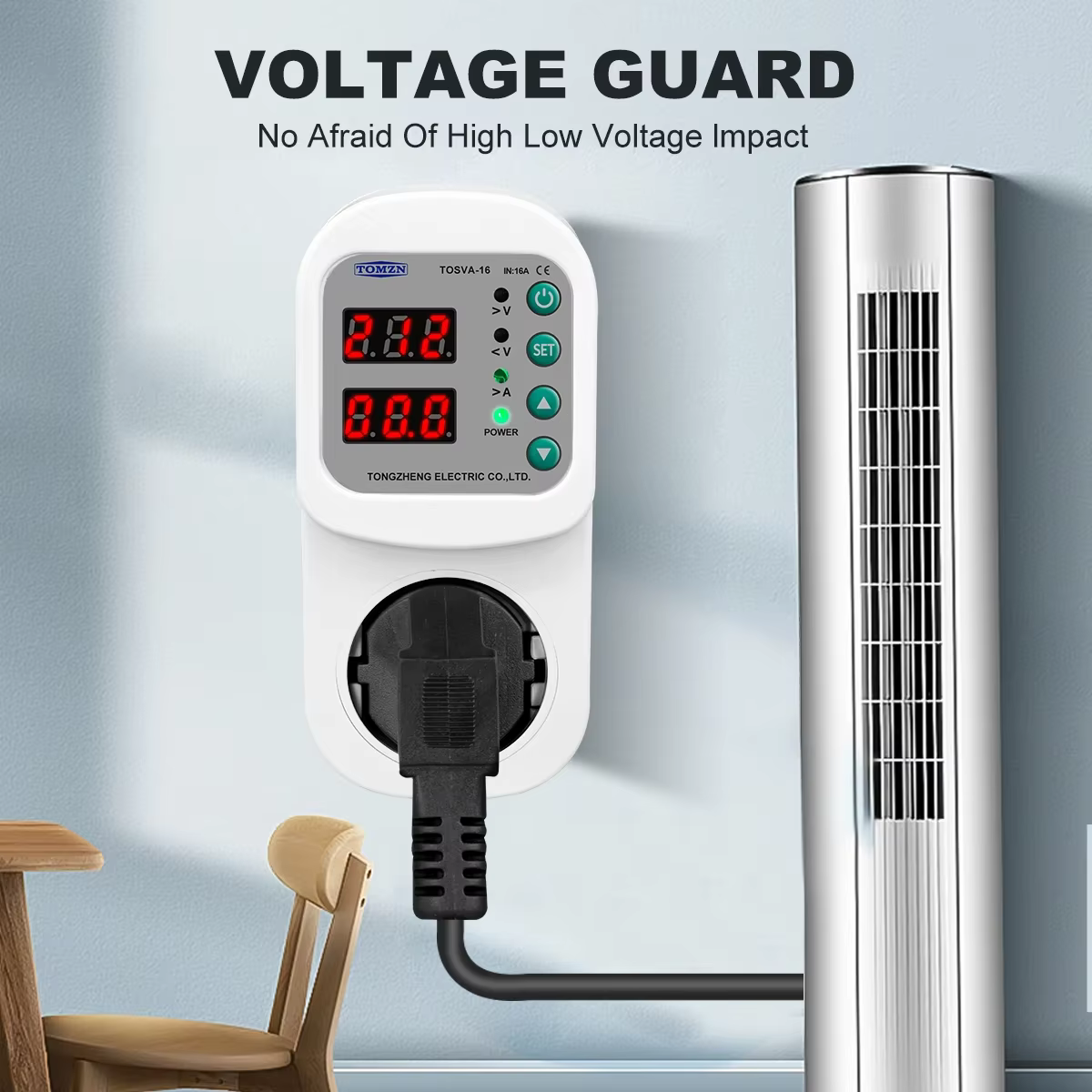 TOMZN prise de protection de courant de tension automatique AC110V 220V réglable 1-16A protecteur de surtension prise ue TOSVA-16