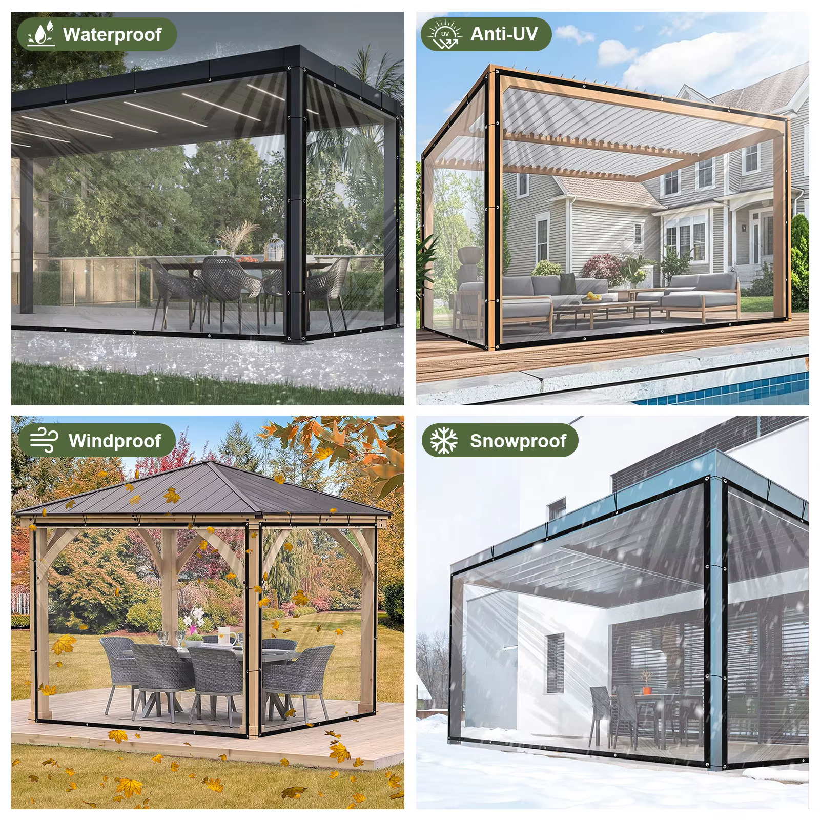 Bâche PE transparente imperméable 80 % transparente
