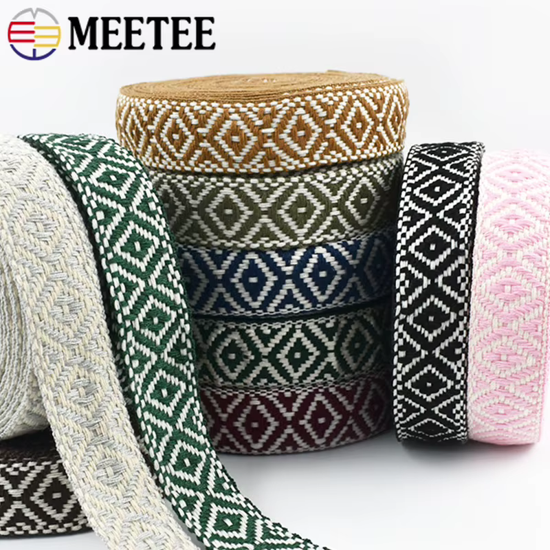 1 rouleau = 40 m, ruban jacquard ethnique de 25 mm