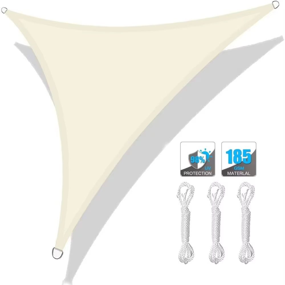 Abri solaire étanche Triangle réglable avec cordes, auvent extérieur de taille 3x3x3M, bloc UV 95%, pare-soleil Triangle Durable pour Patio