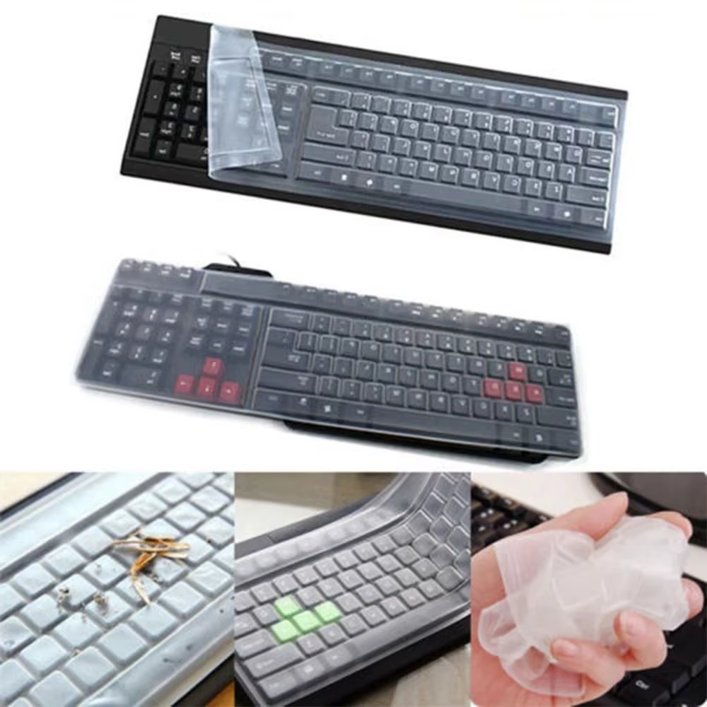 Couverture de clavier d'ordinateur de bureau en silicone étanche universel, film de protection de la peau transparente, coque anti-poussière, 1 pièce