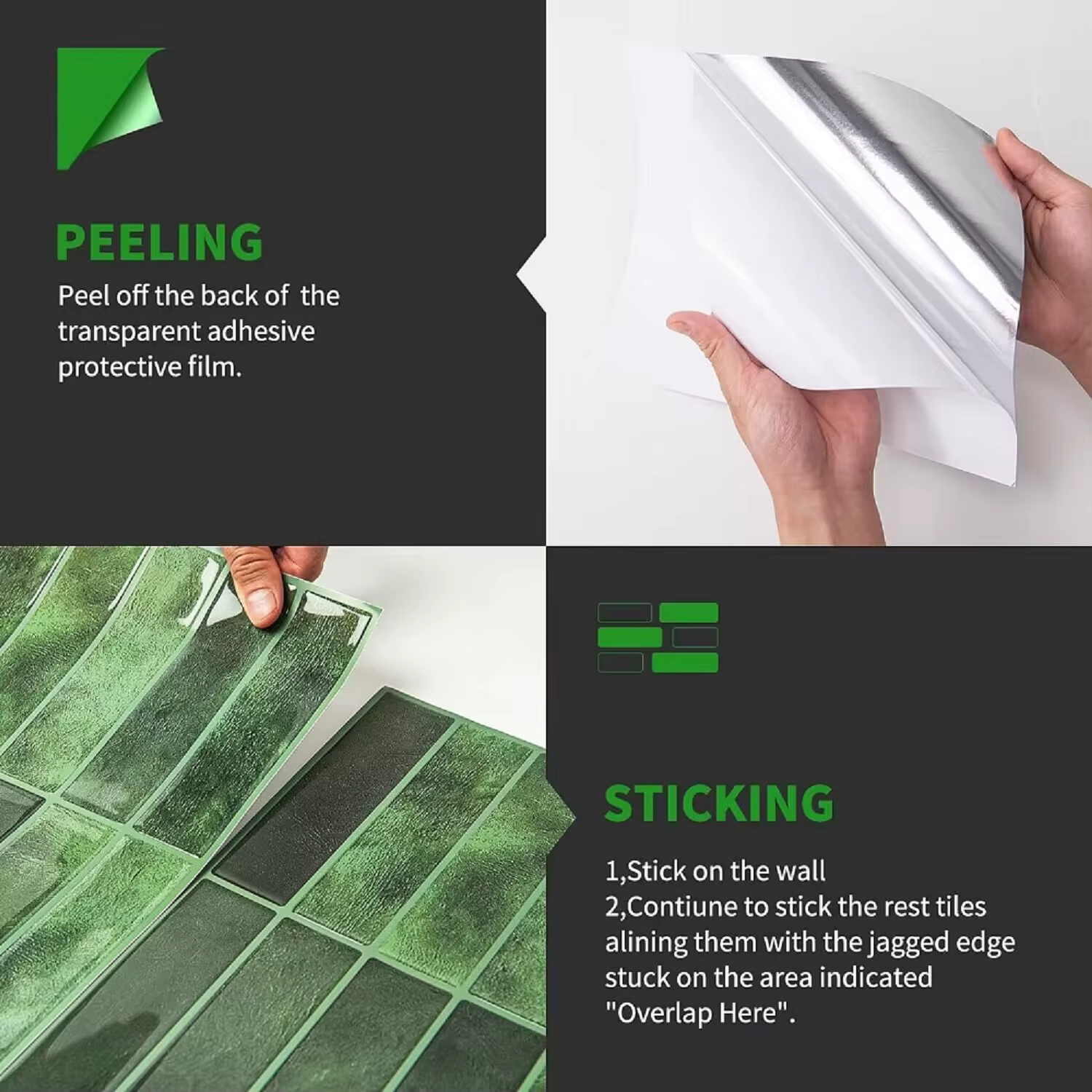 Carrelage adhésif 3D Peel and Stick pour cuisine