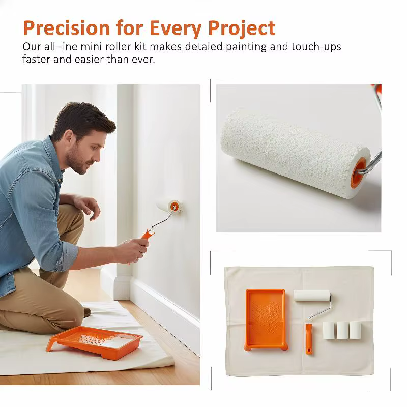 Kit de 6 rouleaux à peinture en mousse de 2 pouces avec revêtement de bac pour projets